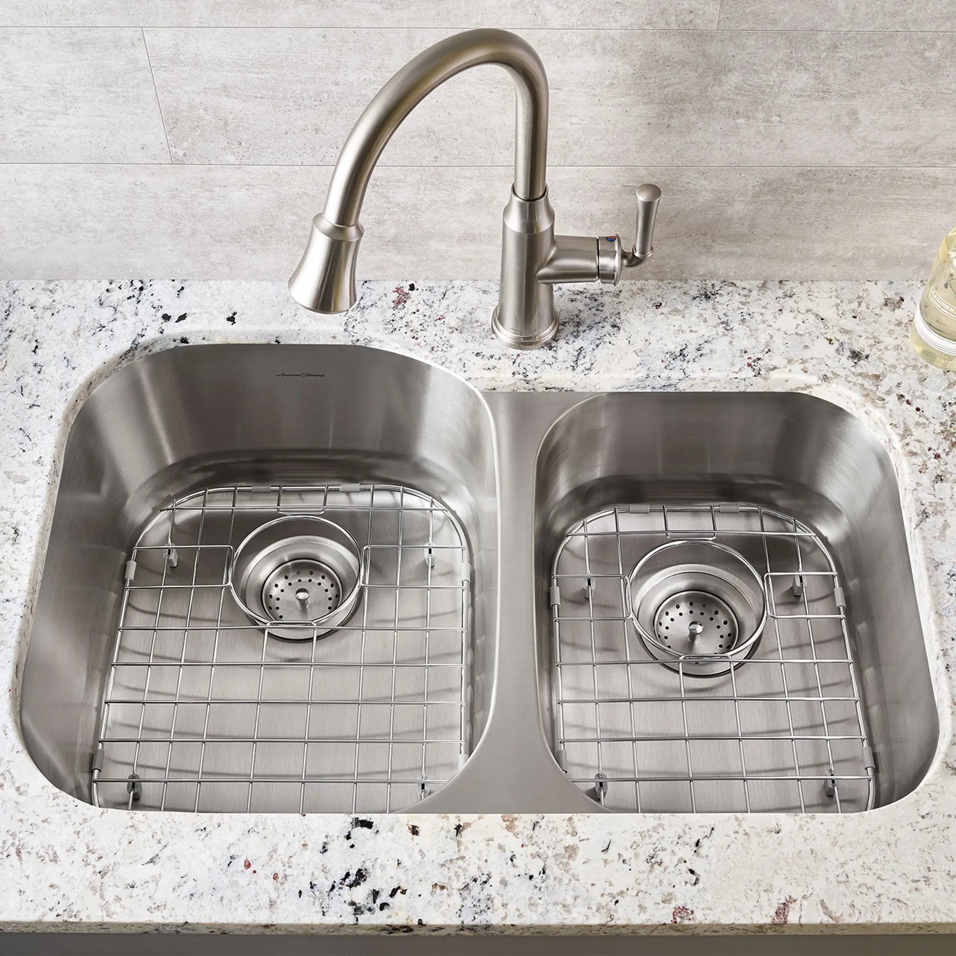 American Standard Portsmouth 32 x 21-Inch Stainless Steel Undermount Double-Bowl Kitchen Sink 18CR.9322100S.075 - Plumbing Market