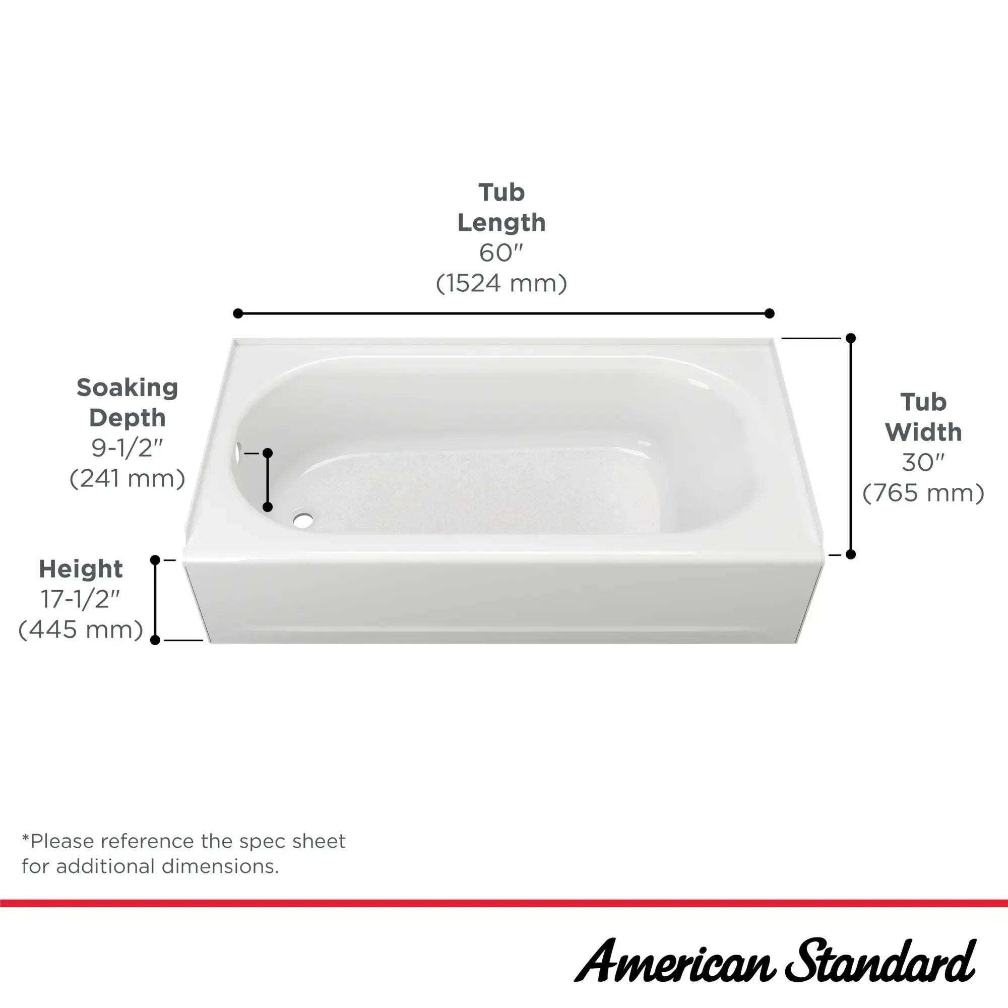 American Standard Princeton PRO Steel 60 x 30-inch Above Floor Rough Integral Apron Bathtub - Plumbing Market