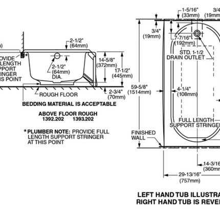 American Standard Princeton PRO Steel 60 x 30-inch Above Floor Rough Integral Apron Bathtub - Plumbing Market