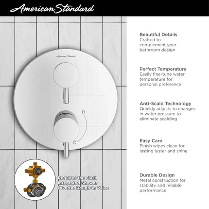 American Standard Serin 2-Handle Integrated Shower Diverter Trim Only TU064740.295 - Plumbing Market