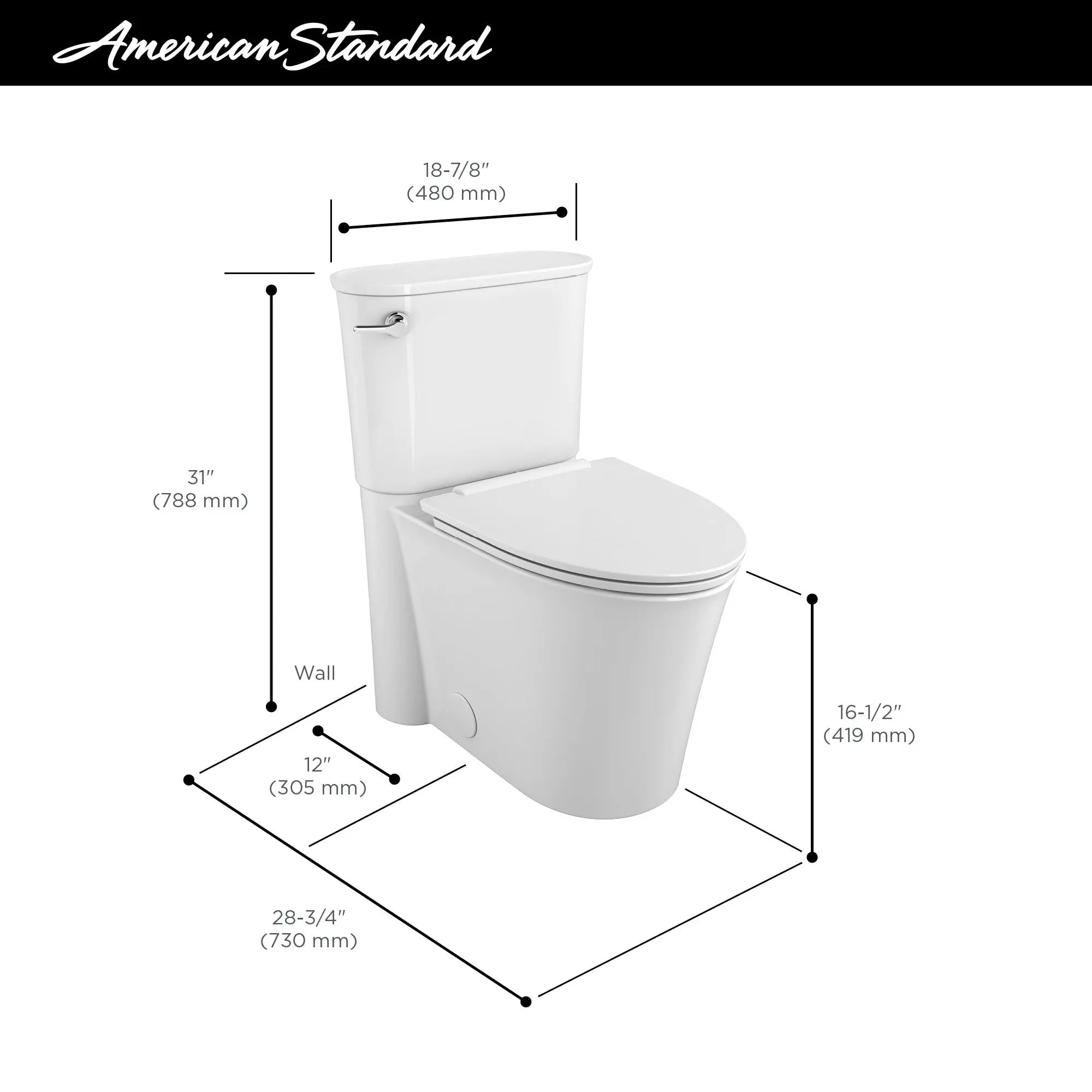 American Standard Studio S 1.28 gpf Elongated Toilet With Seat - Plumbing Market