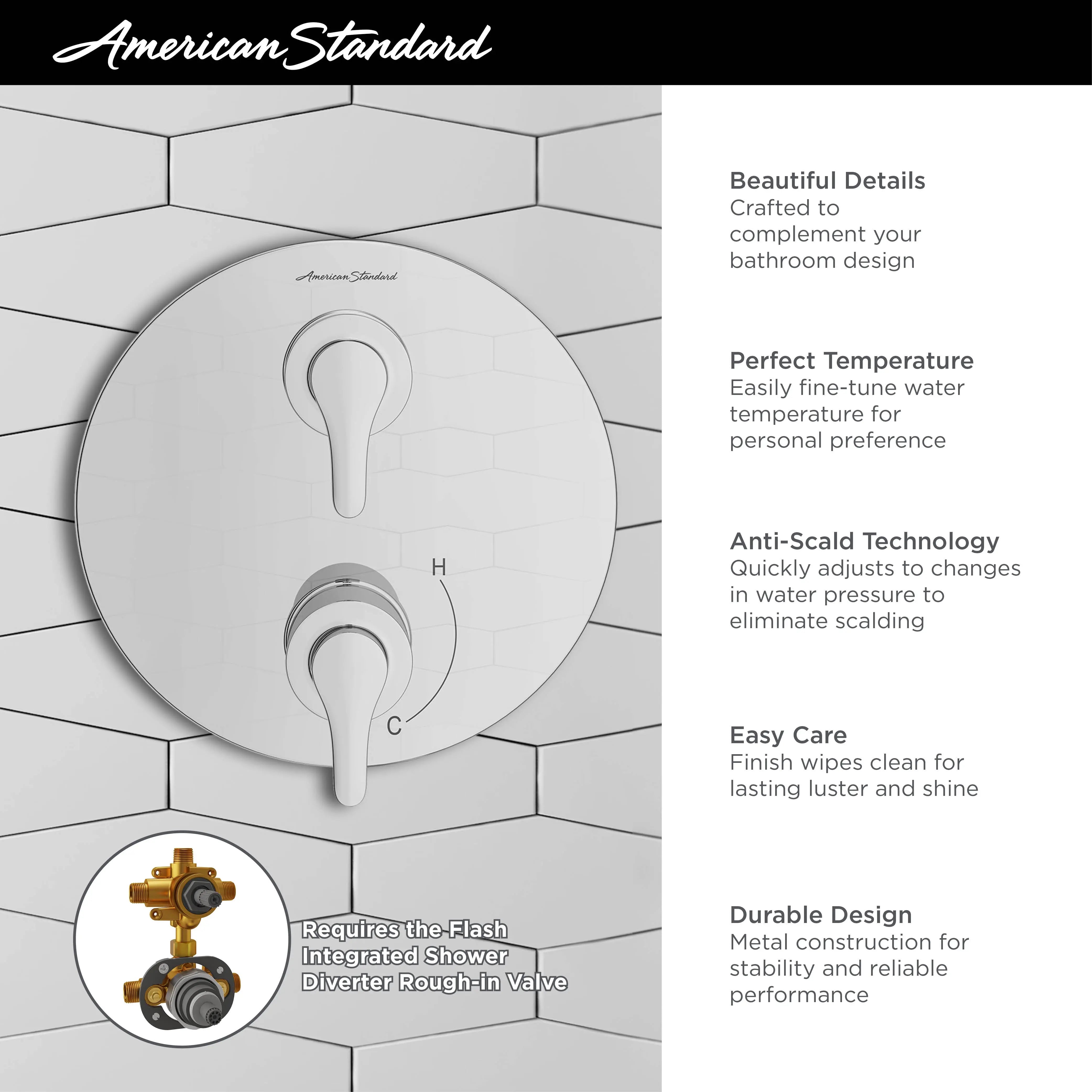 American Standard Studio S 2-Handle Integrated Shower Diverter Trim Only TU105740.295 - Plumbing Market