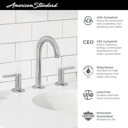 American Standard Studio S 8-Inch Widespread 2-Handle Bathroom Faucet 1.2 gpm/4.5 L/min With Lever Handles 7105801.295 - Plumbing Market