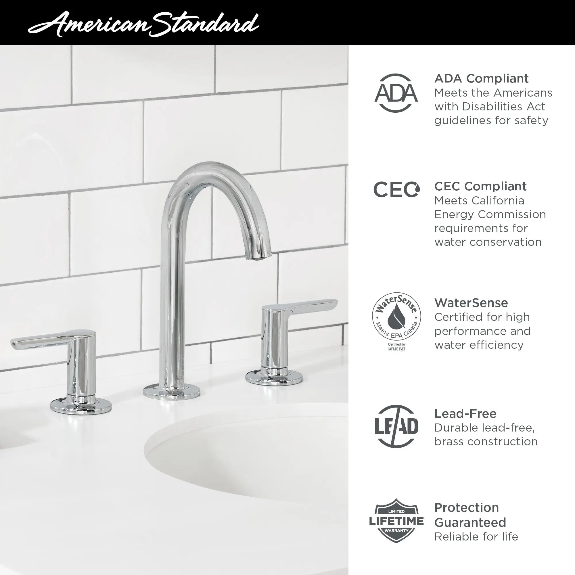 American Standard Studio S 8-Inch Widespread 2-Handle Bathroom Faucet 1.2 gpm/4.5 L/min With Lever Handles 7105801.295 - Plumbing Market