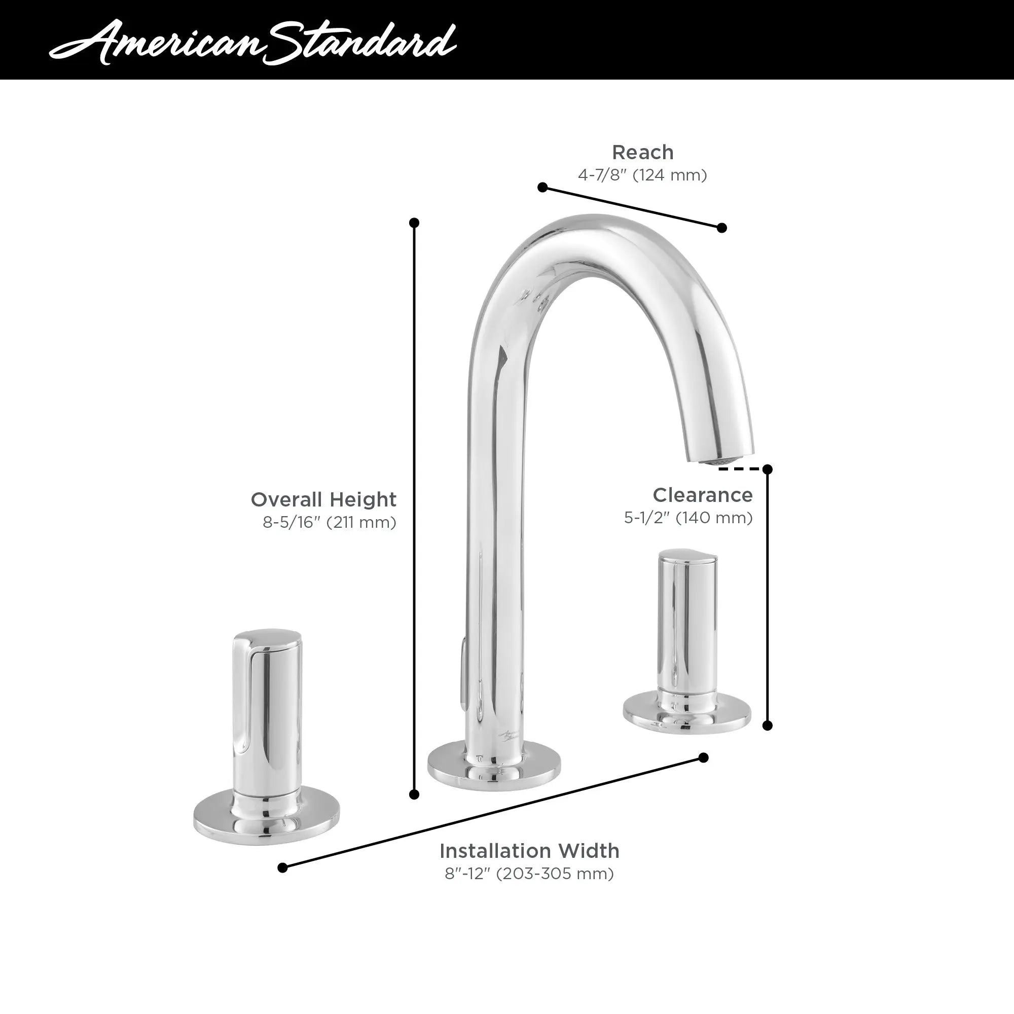 American Standard Studio S 8-Inch Widespread 2-Handle Bathroom Faucet 1.2 gpm/4.5 L/min With Lever Handles 7105821.295 - Plumbing Market