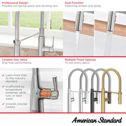 American Standard Studio S Semi-Pro Pull-Down Dual Spray Kitchen Faucet With Spring Spout 4803350.002 - Plumbing Market