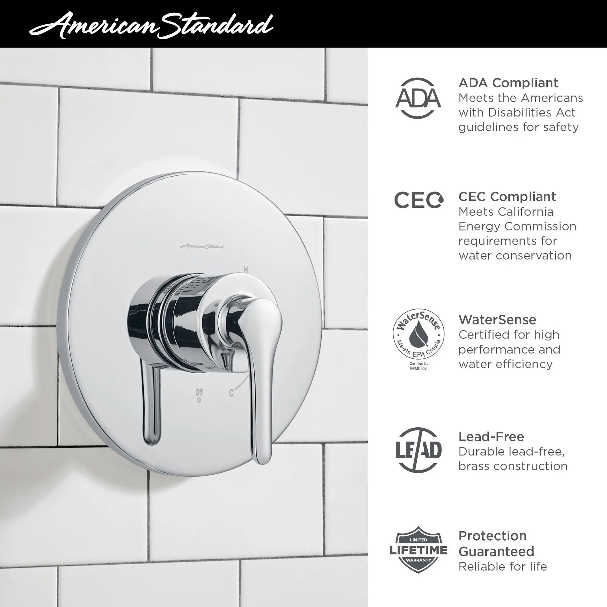American Standard Studio S Valve Only Trim Kit With Double Ceramic Pressure Balance Cartridge With Lever Handle TU105500.295 - Plumbing Market