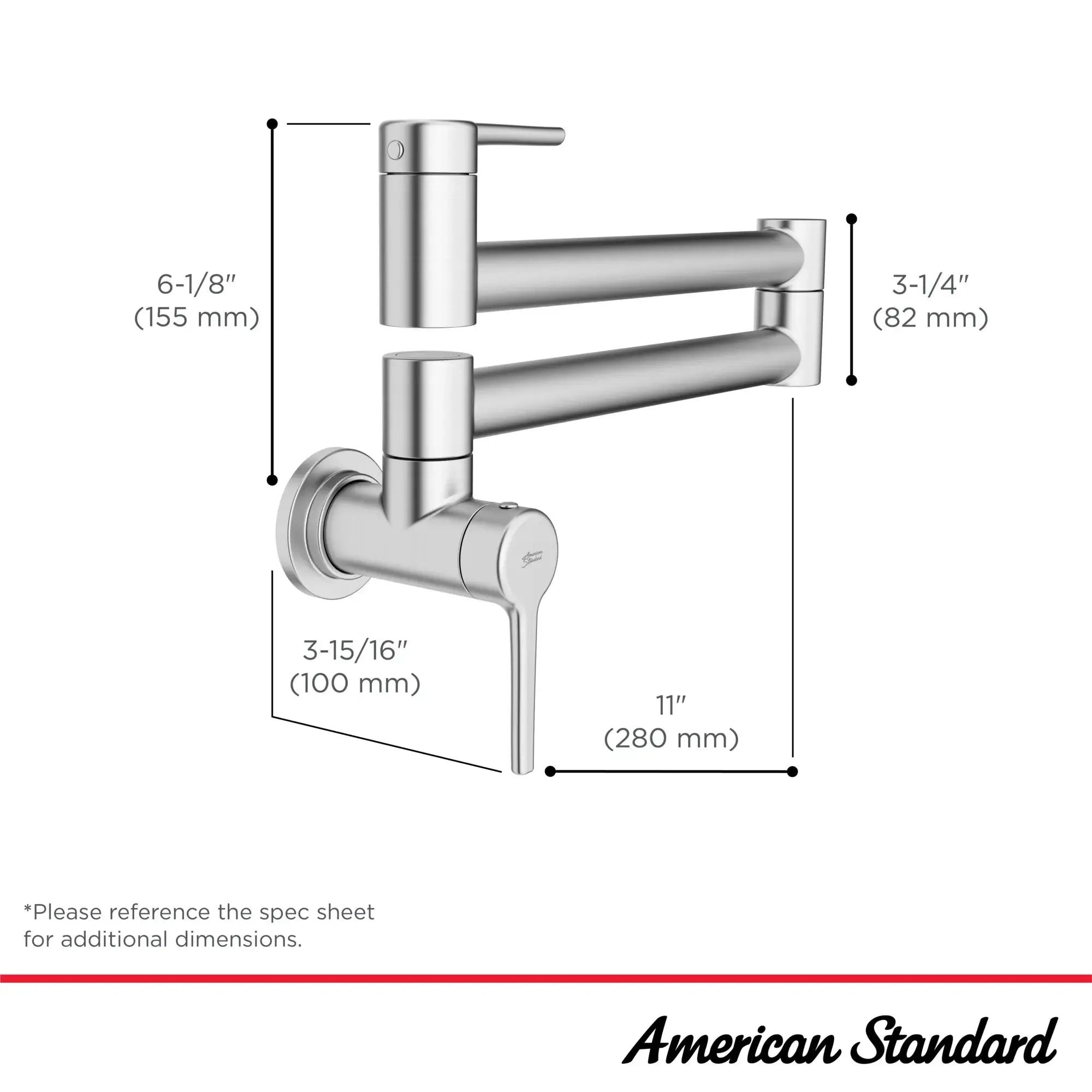 American Standard Studio S Wall-Mount Pot Filler Kitchen Faucet 4803900.002 - Plumbing Market
