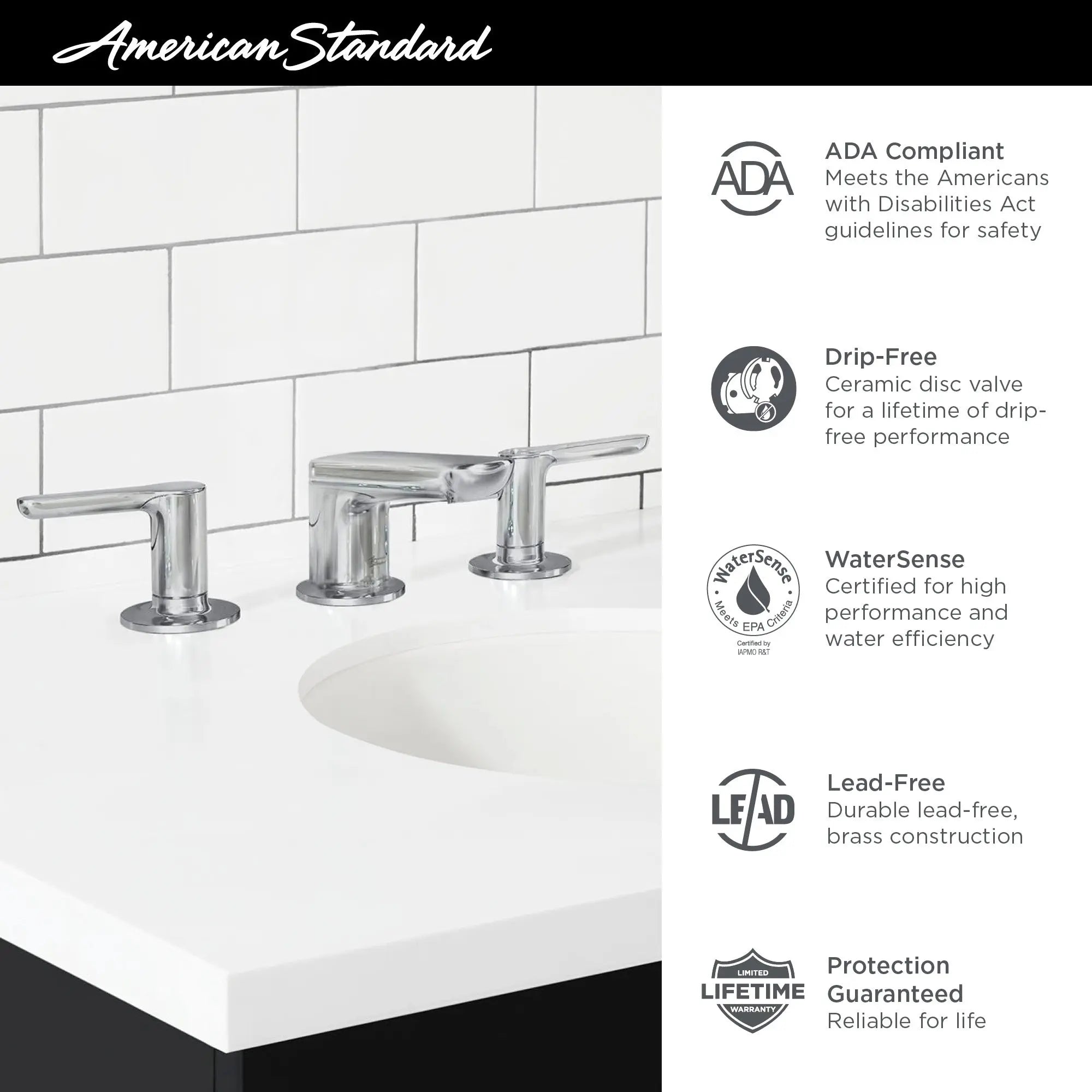 American Standard Studio S Widespread Low Spout Lever Handles 1.2 gpm/4.5 L/min With Lever Handles 7105857.243 - Plumbing Market