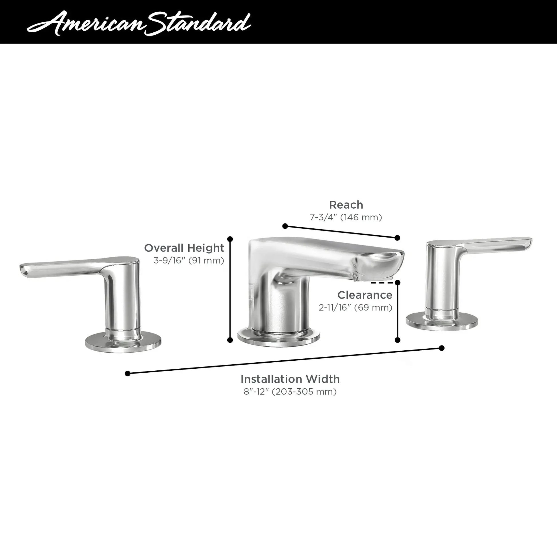 American Standard Studio S Widespread Low Spout Lever Handles 1.2 gpm/4.5 L/min With Lever Handles 7105857.295 - Plumbing Market