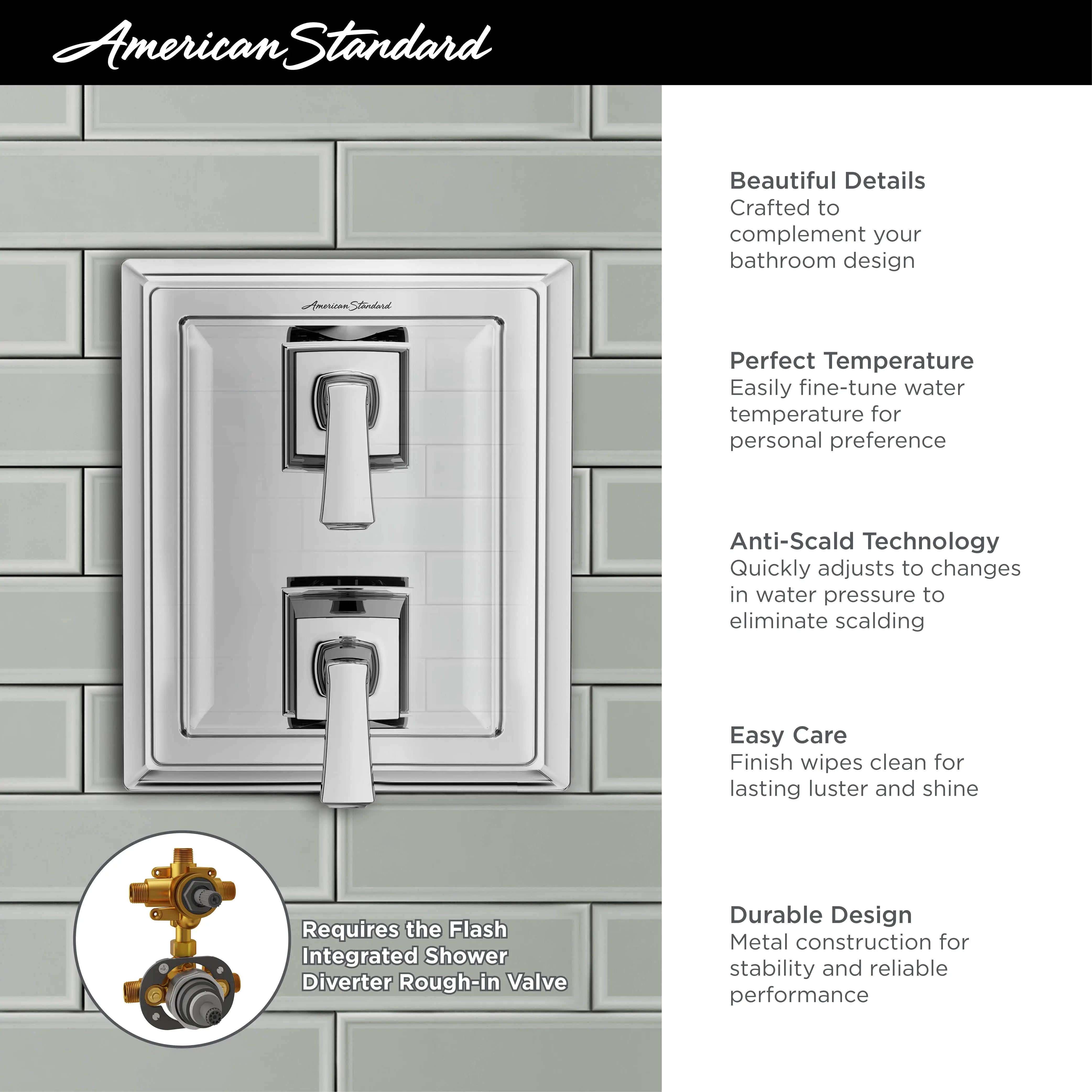 American Standard Town Square S 2-Handle Integrated Shower Diverter Trim Only TU455740.013 - Plumbing Market