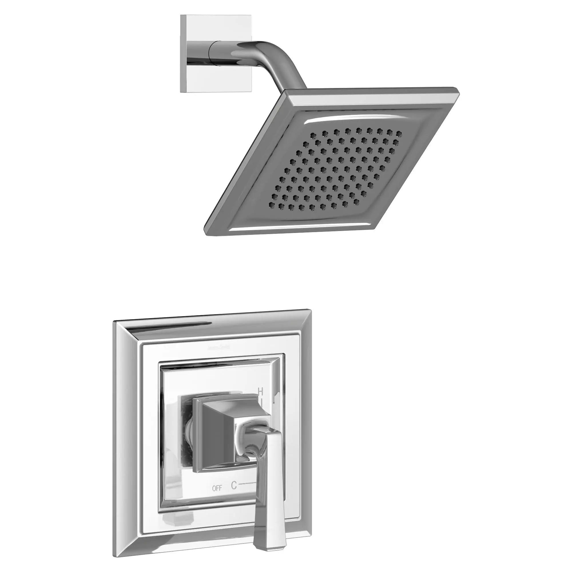 American Standard Town Square S 2.5 gpm/9.5 L/min Shower Trim Kit With Single Function Showerhead, Double Ceramic Pressure Balance Cartridge With Lever Handle TU455501.002 - Plumbing Market