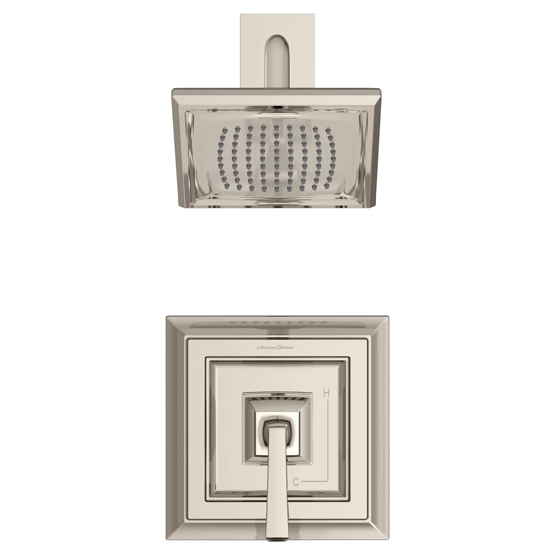 American Standard Town Square S 2.5 gpm/9.5 L/min Shower Trim Kit With Single Function Showerhead, Double Ceramic Pressure Balance Cartridge With Lever Handle TU455501.013 - Plumbing Market