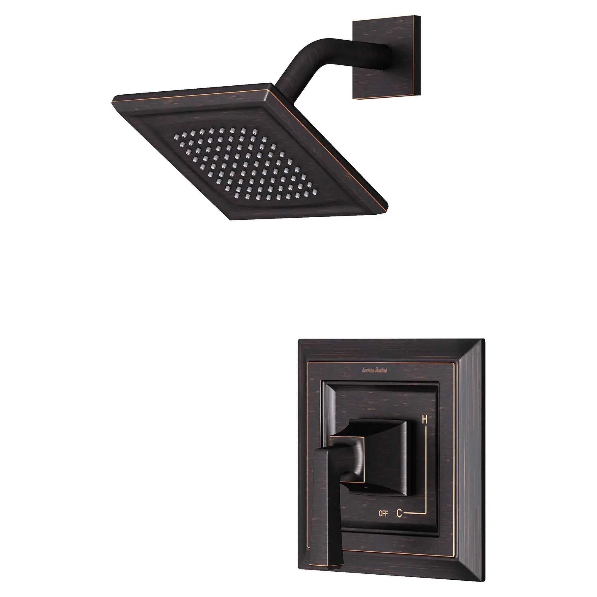 American Standard Town Square S 2.5 gpm/9.5 L/min Shower Trim Kit With Single Function Showerhead, Double Ceramic Pressure Balance Cartridge With Lever Handle TU455501.278 - Plumbing Market