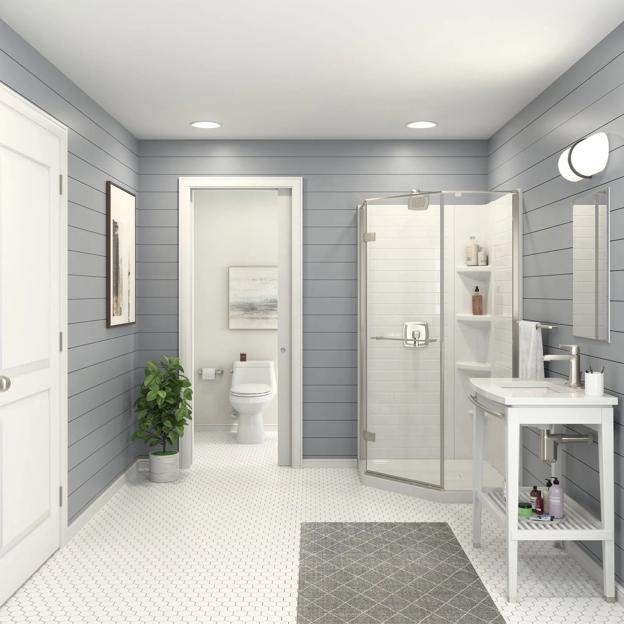 American Standard Townsend 1.75 gpm/6.6 L/min Shower Trim Kit With Water-Saving Showerhead, Double Ceramic Pressure Balance Cartridge With Lever Handle TU353507.295 - Plumbing Market