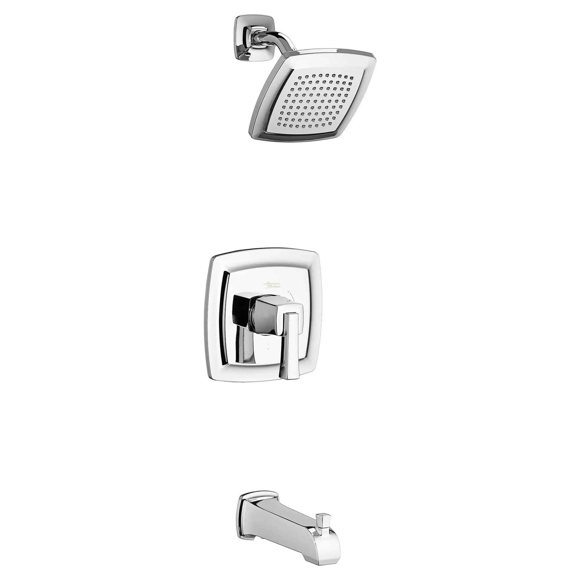 American Standard Townsend 2.5 gpm/9.5L/min Tub and Shower Trim Kit With Rain Showerhead, Double Ceramic Pressure Balance Cartridge With Lever Handle TU353502.002 - Plumbing Market