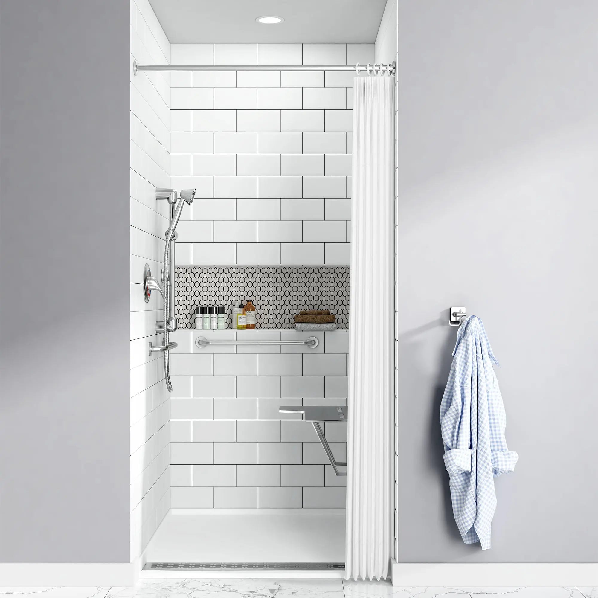 American Standard Townsend 38 x 38-Inch Single Threshold ADA Shower Base With Center Drain 3838AM-FCOL.218 - Plumbing Market