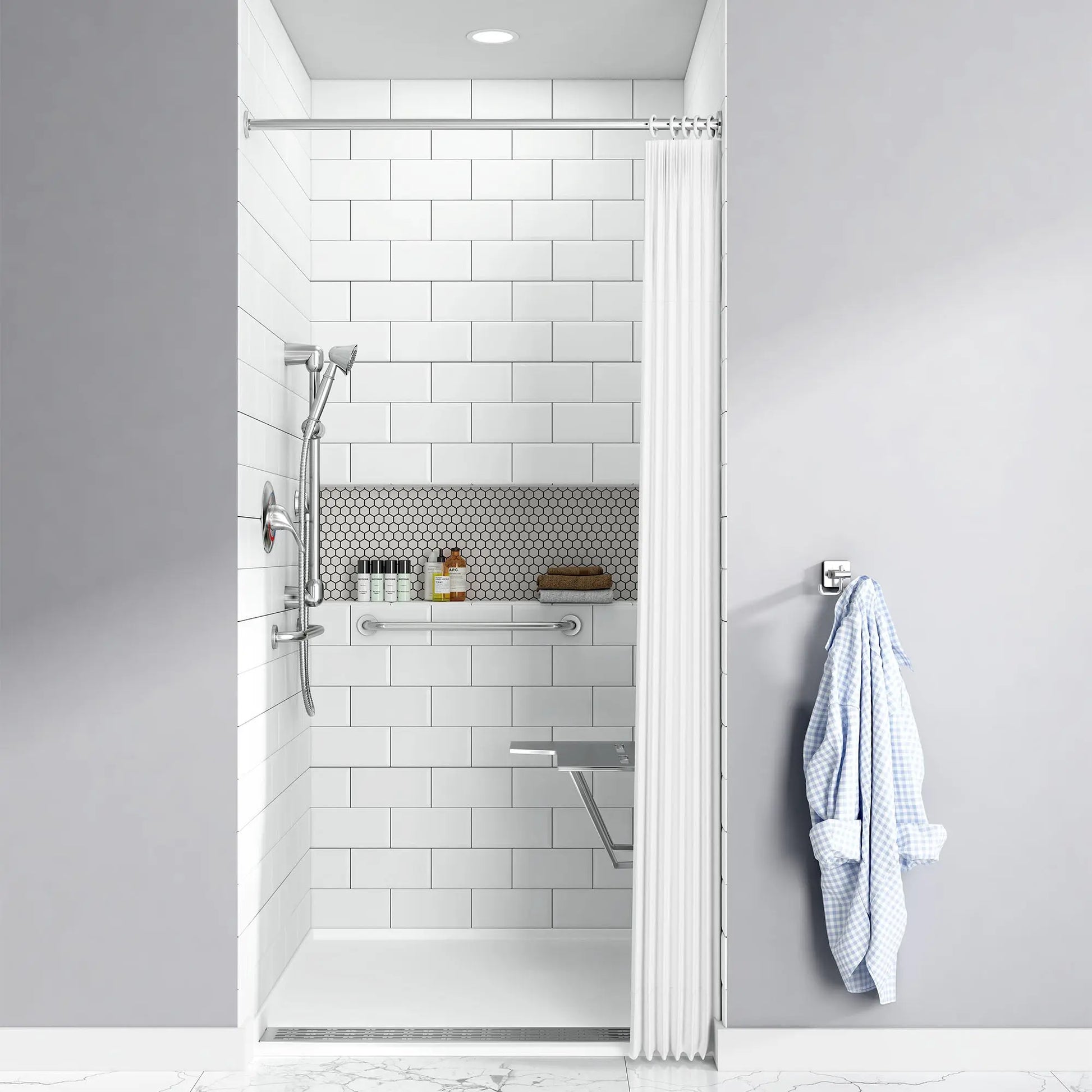 American Standard Townsend 38 x 38-Inch Single Threshold ADA Shower Base With Center Drain 3838AM-FCOL.218 - Plumbing Market