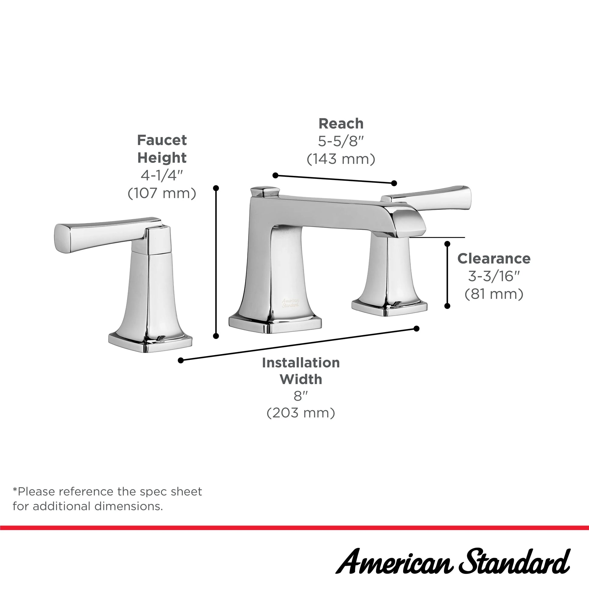 American Standard Townsend 8-Inch Widespread 2-Handle Bathroom Faucet 1.2 gpm/4.5 L/min With Lever Handles 7353841.013 - Plumbing Market