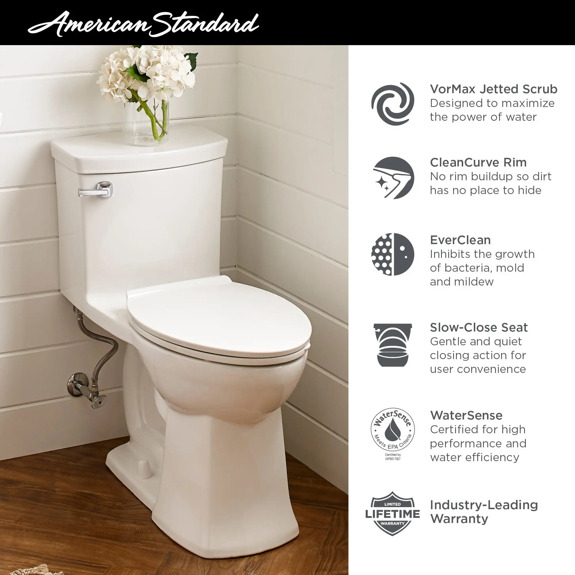 American Standard Townsend VorMax One-Piece 1.28 gpf/4.8 Lpf Chair Height Elongated Toilet with Seat 2922A104.020 - Plumbing Market