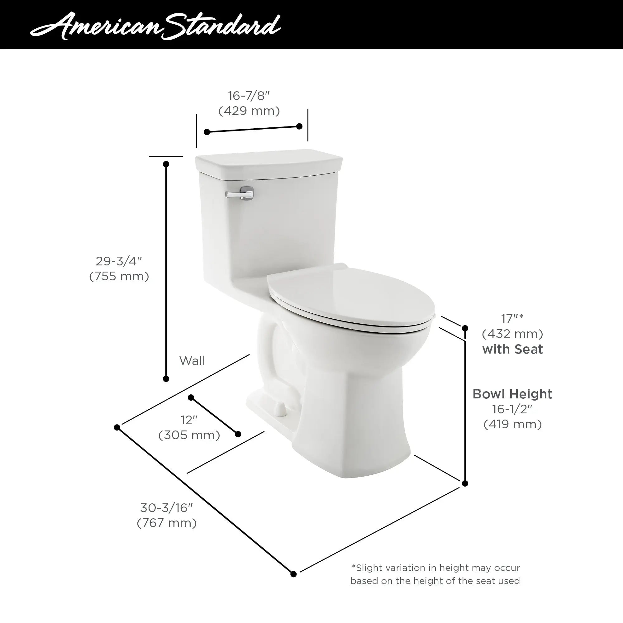American Standard Townsend VorMax One-Piece 1.28 gpf/4.8 Lpf Chair Height Elongated Toilet with Seat 2922A104.020 - Plumbing Market