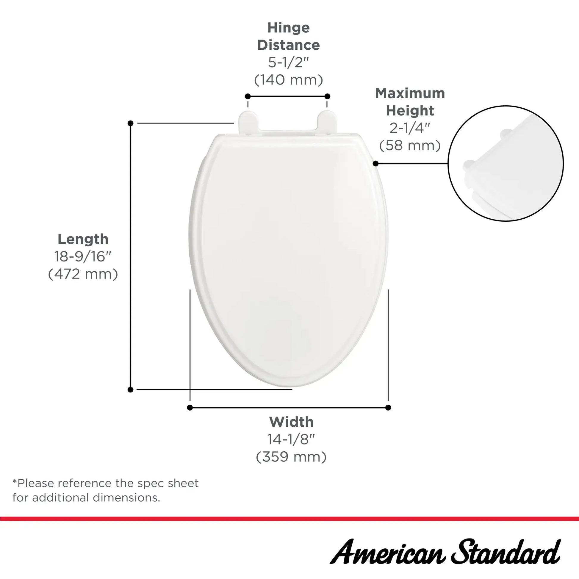 American Standard Traditional Slow-Close & Easy Lift-Off Elongated Toilet Seat 5020A65G.020 - Plumbing Market