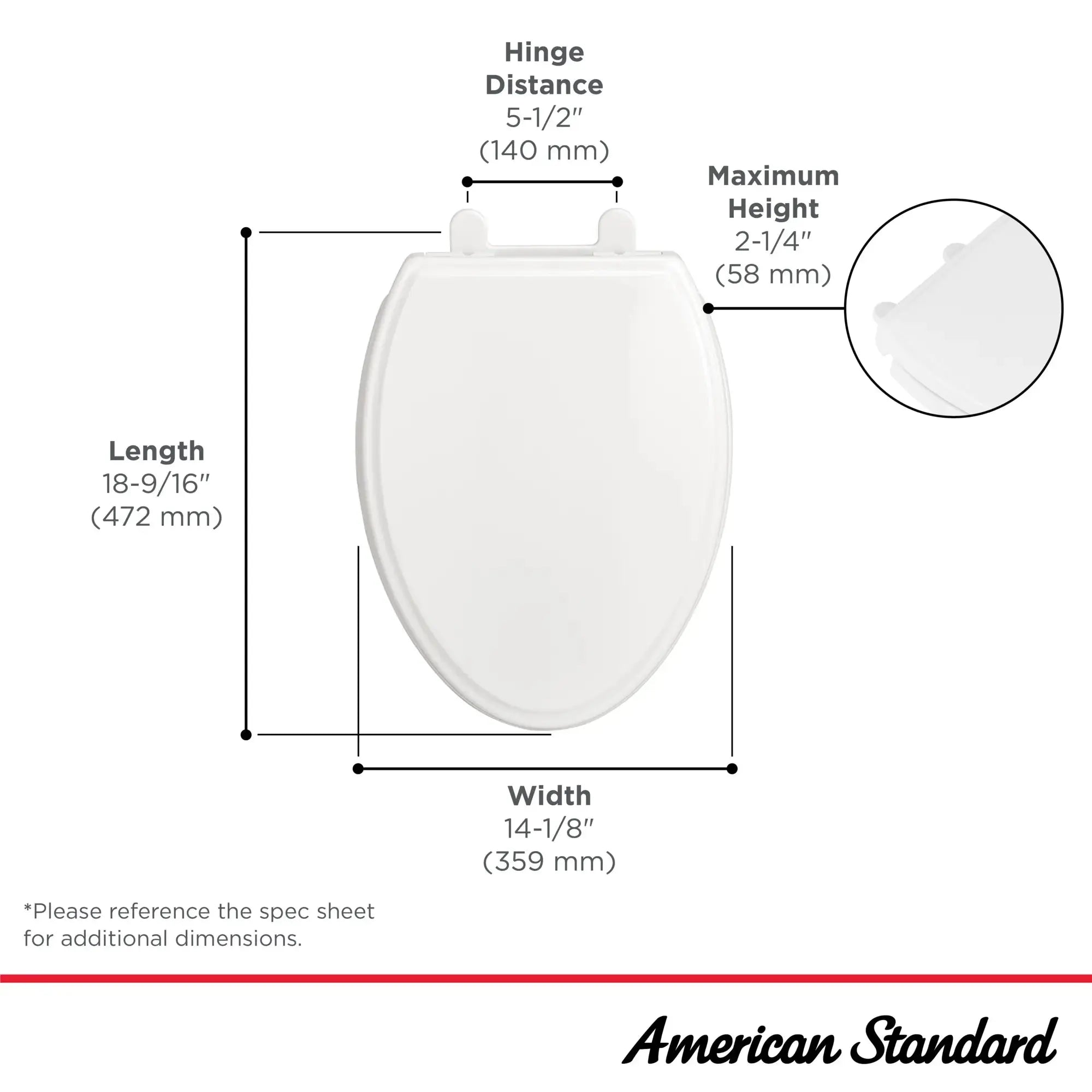 American Standard Traditional Slow-Close & Easy Lift-Off Elongated Toilet Seat 5020A65G.020 - Plumbing Market