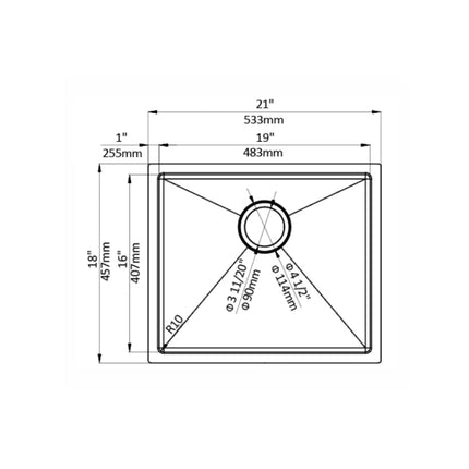 Aquaflo Essence 21" crafted Single Bowl Bar Sink with Basket Strainer - Plumbing Market