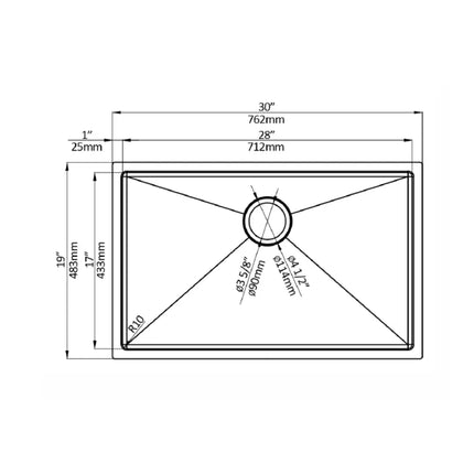 Aquaflo Essence 30" Handcrafted Single Bowl Kitchen Sink with Basket Strainer - Plumbing Market