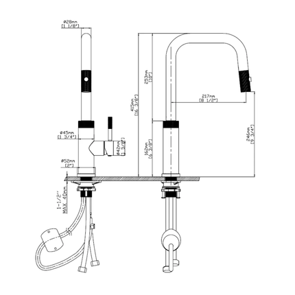 Aquaflo Winkel Pull-Down Kitchen Faucet KFW16 - Plumbing Market
