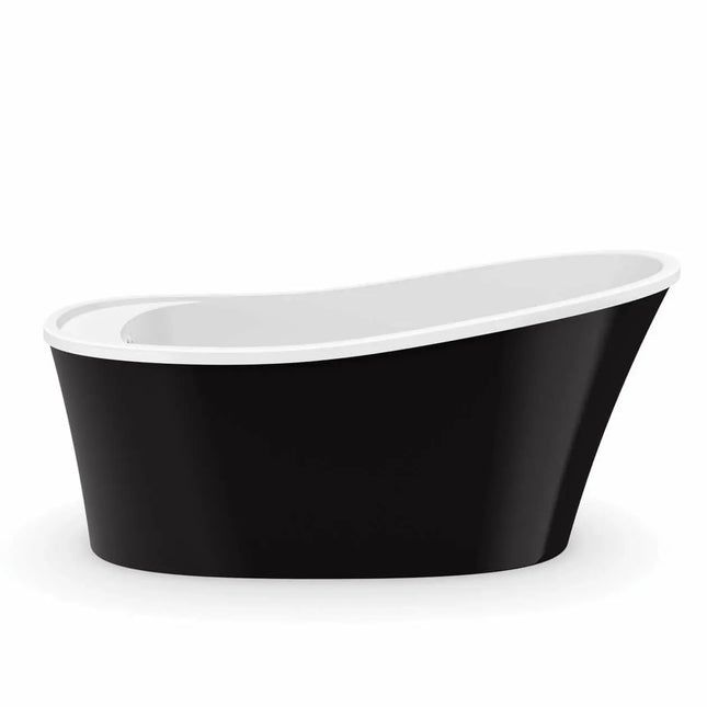 Ariosa 6032 Acrylic Freestanding End Drain Bathtub in White with Black Skirt - Plumbing Market
