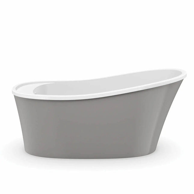 Ariosa 6032 Acrylic Freestanding End Drain Bathtub in White with Sterling Silver Skirt - Plumbing Market