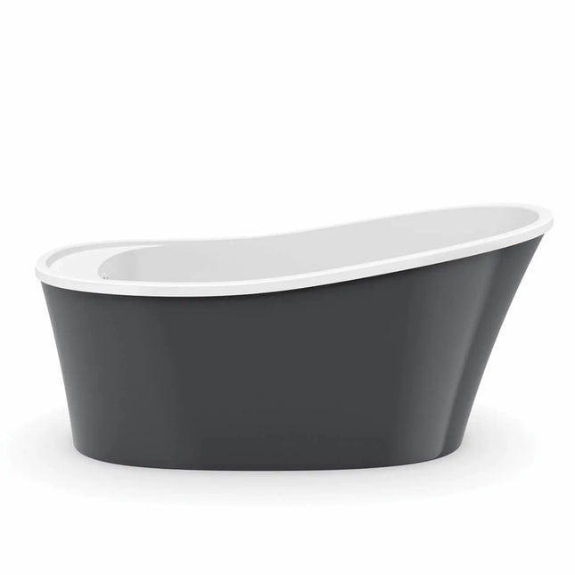Ariosa 6032 Acrylic Freestanding End Drain Bathtub in White with Thunder Grey Skirt - Plumbing Market