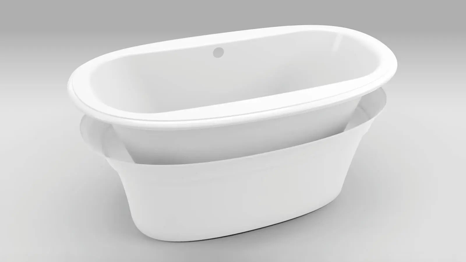 Ariosa 6032 Acrylic Freestanding End Drain Bathtub in White with White Skirt - Plumbing Market
