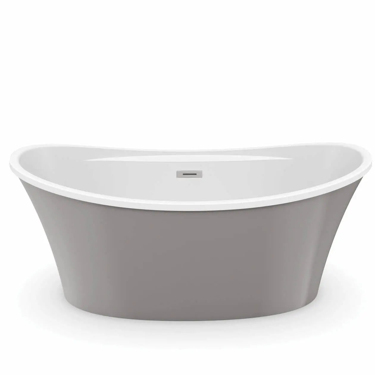 Ariosa 6636 Acrylic Freestanding Center Drain Bathtub in White with Sterling Silver Skirt - Plumbing Market