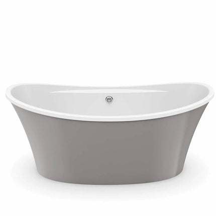 Ariosa 6636 Acrylic Freestanding Center Drain Bathtub in White with Sterling Silver Skirt - Plumbing Market