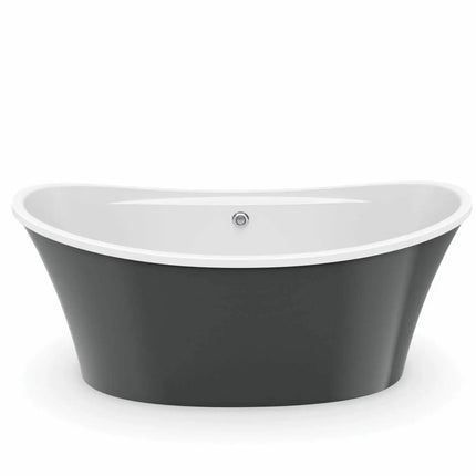 Ariosa 6636 Acrylic Freestanding Center Drain Bathtub in White with Thunder Grey Skirt - Plumbing Market