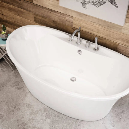 Ariosa 6636 Acrylic Freestanding Center Drain Bathtub in White with White Skirt - Plumbing Market