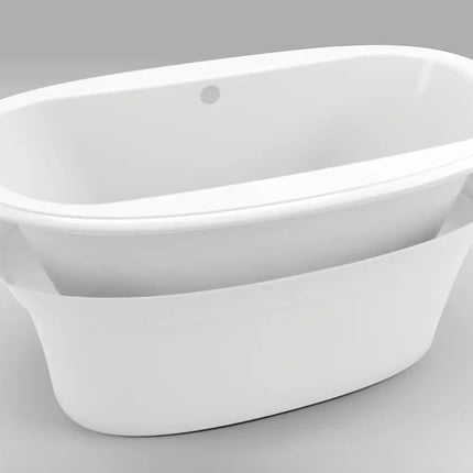 Ariosa 6636 Acrylic Freestanding Center Drain Bathtub in White with White Skirt - Plumbing Market