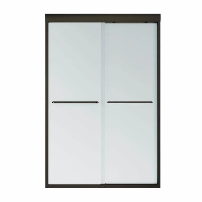 Aura 43-47 x 71 in. 6 mm Bypass Shower Door for Alcove Installation with Frosted glass in Dark Bronze - Plumbing Market
