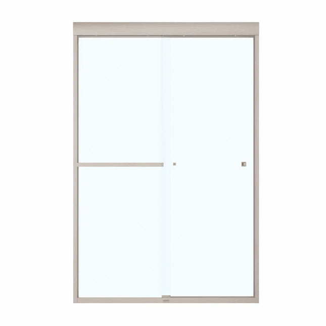 Aura 43-47 x 71 in. 8 mm Bypass Shower Door for Alcove Installation with Clear glass in Brushed Nickel - Plumbing Market