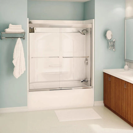 Aura 55-59 x 57 in. 6 mm Sliding Tub Door for Alcove Installation with Clear glass in Chrome - Plumbing Market