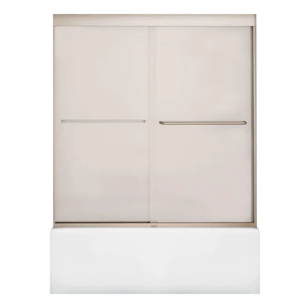 Aura 55-59 x 57 in. 6 mm Sliding Tub Door for Alcove Installation with Frosted glass in Brushed Nickel - Plumbing Market