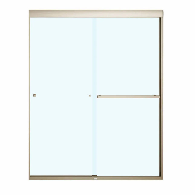 Aura 55-59 x 71 in. 8 mm Bypass Shower Door for Alcove Installation with Clear glass in Brushed Nickel - Plumbing Market