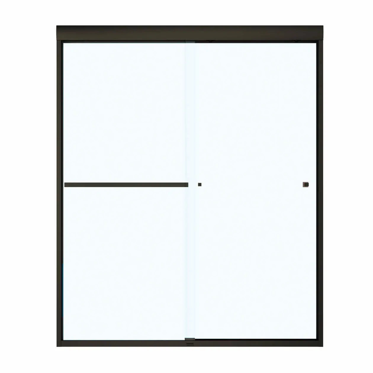 Aura 55-59 x 71 in. 8 mm Bypass Shower Door for Alcove Installation with Clear glass in Dark Bronze - Plumbing Market