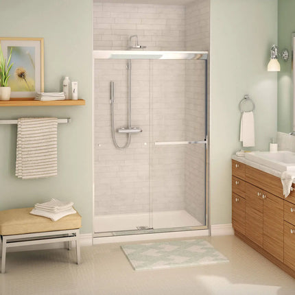 Aura SC 43-47 in. x 71 in. 8 mm Bypass Shower Door for Alcove Installation with Clear glass in Chrome - Plumbing Market