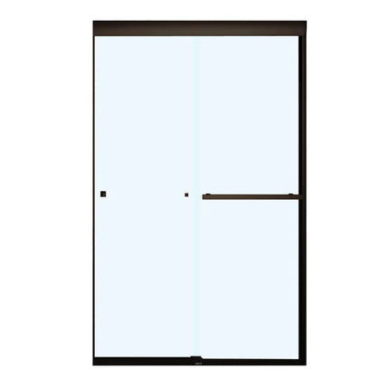 Aura SC 43-47 in. x 71 in. 8 mm Bypass Shower Door for Alcove Installation with Clear glass in Dark Bronze - Plumbing Market