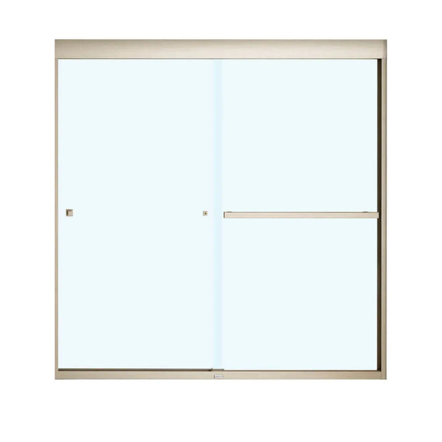 Aura SC 55-59 in. x 57 in. 8 mm Bypass Tub Door for Alcove Installation with Clear glass in Brushed Nickel - Plumbing Market