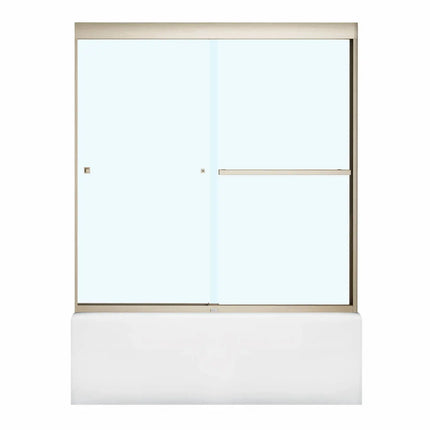 Aura SC 55-59 in. x 57 in. 8 mm Bypass Tub Door for Alcove Installation with Clear glass in Brushed Nickel - Plumbing Market