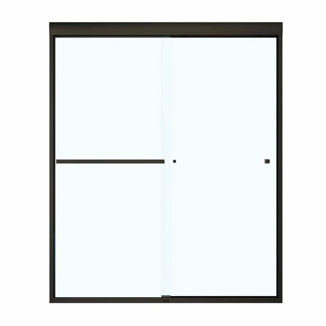 Aura SC 55-59 in. x 71 in. 8 mm Bypass Shower Door for Alcove Installation with Clear glass in Dark Bronze - Plumbing Market